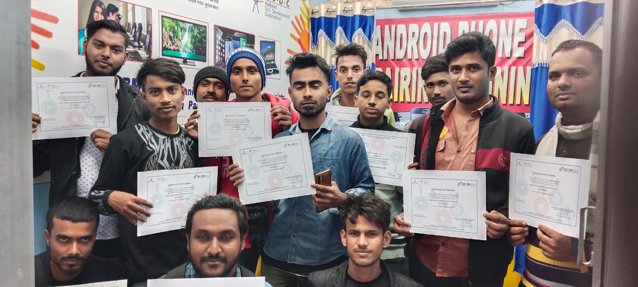 Group of students with certificates