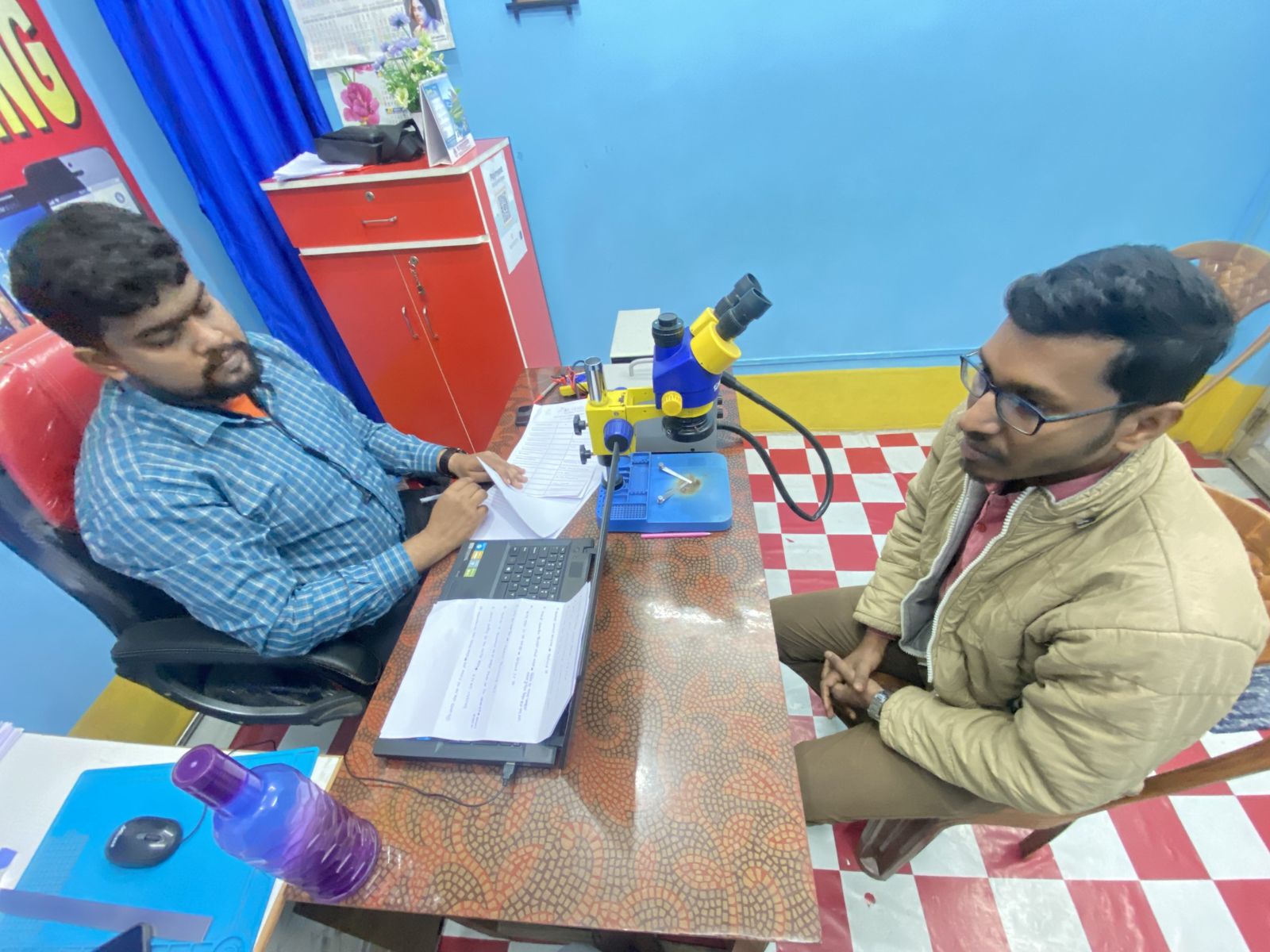 Counsellor talking with a prospective student