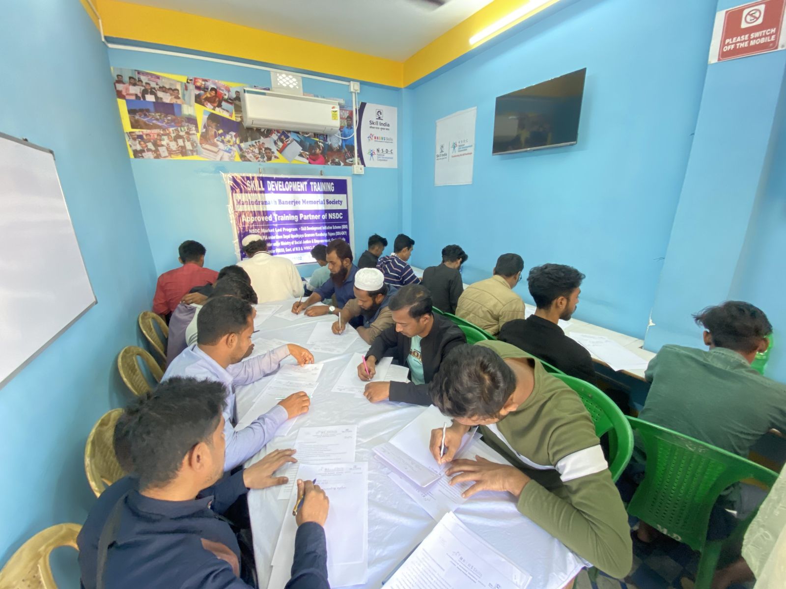 Students writing during a test